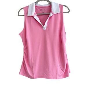 Stella Parker Sport Pink Sleeveless Polo Shirt UPF 50 Golf Tennis Pickelball NWT